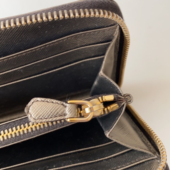 Prada Saffiano Wallet in Gold/Gunmetal - Picture 9 of 10